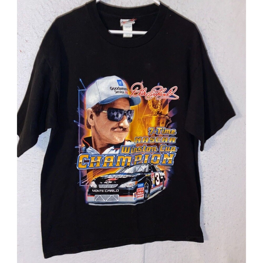 Vintage Dale Earnhardt Black Nascar Racing Shirt Men’s L Graphic Winston Cup